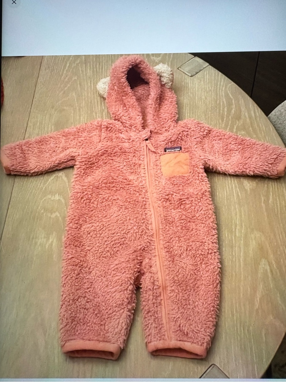 Patagonia Coral Pink Sherpa Hooded One-Piece for Kids